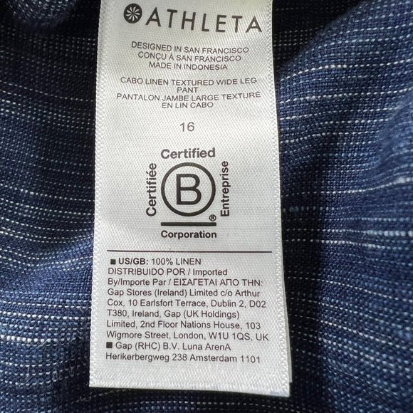 Athleta Cabo Textured Linen Wide Leg Pants in Rain Dance  Size 16 - Picture 6 of 13